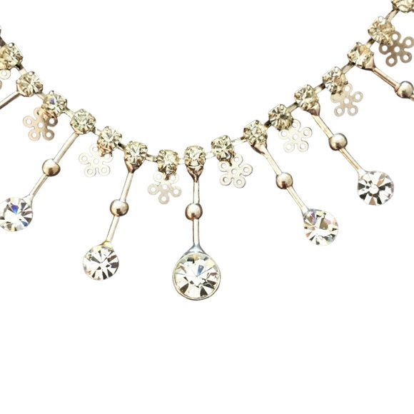 Handcrafted Diamond & Silver Necklace & Earrings - Picture 2 of 5